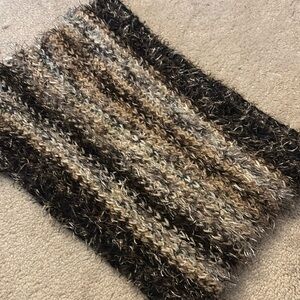 Shaggy 60” Brown and Cream Muffler Scarf